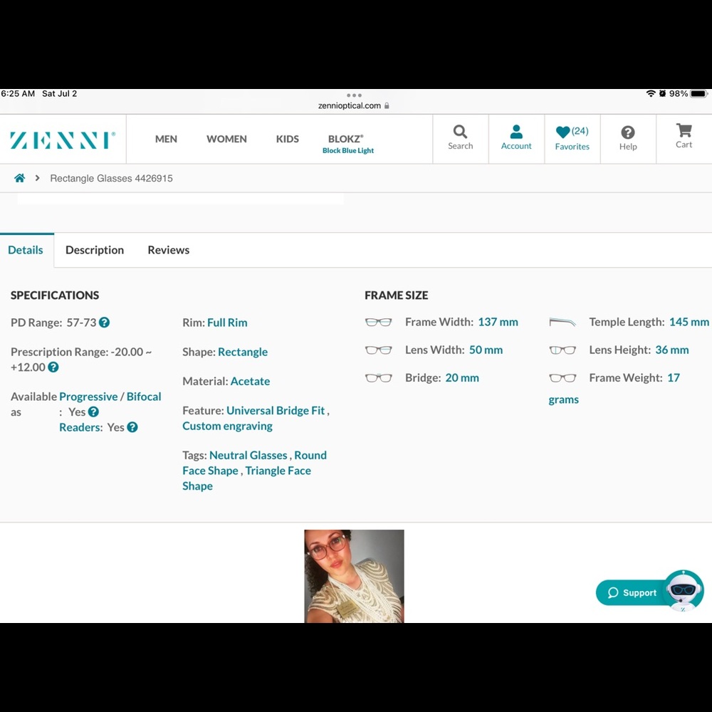 Zenni Neutral Rectangular Frame Prescription Glas… - image 3